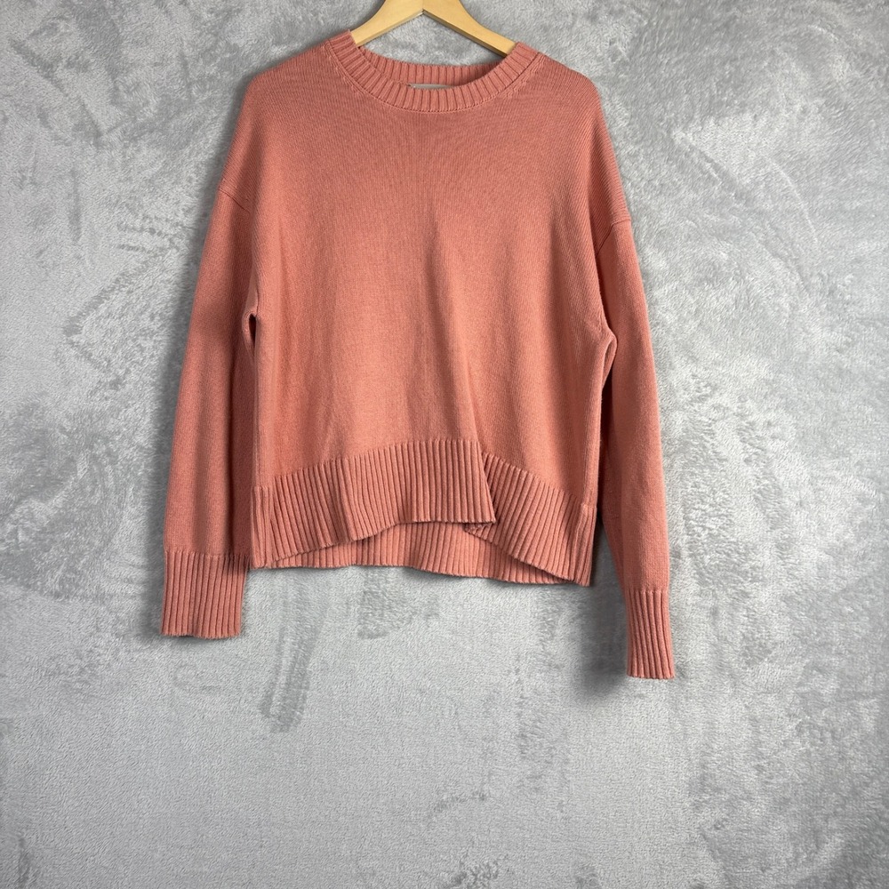Everlane Crewneck Sweater Organic Cotton Medium Pink Clay Raglan Knit Minimalist